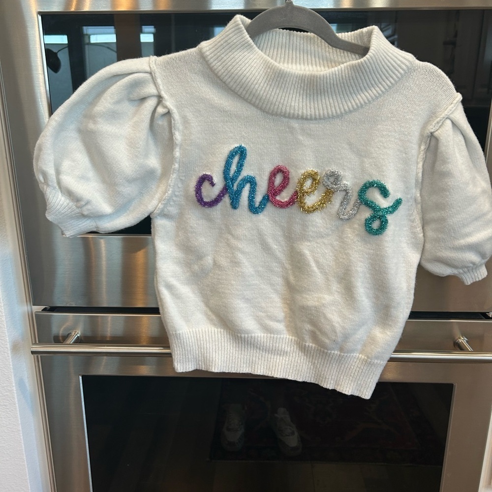 Peach Love California Cheers cropped Sweater, M, slight wear overall GUC